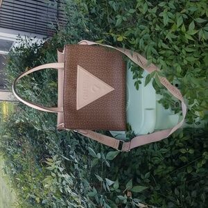 Guess Panya Large Tote Bag Cocoa Color Canvas Logo